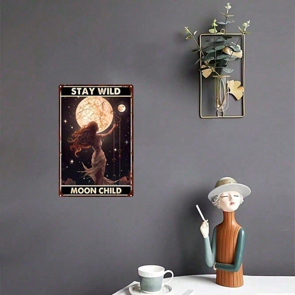 Vintage Moon Child Tin Sign 8x12 Inch Retro Metal Wall Decor Iron Plaque for Bar Cafe
