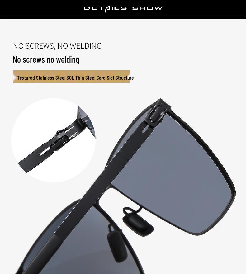 2024 Ultra-Light Large Square Nylon Polarized Sunglasses - Screwless, Elastic Frame (Model 7335)
