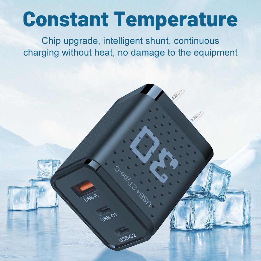 2.4A Dual PD+USB Charger: US/EU/UK Travel Adapter