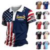 Mens Printed Polo Shirt Casual Golf Top Patriotic Flag Graphic Fit Short Sleeve Wicking Performance Shirt