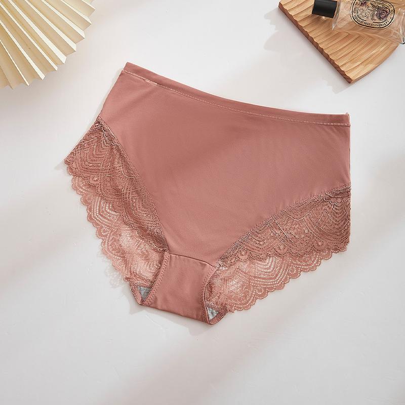 Women's High Waist Panties Sexy Underpants Spliced Lace Lingerie Bowknot Cotton Crotch Thongs Perspective Solid Color Underwear