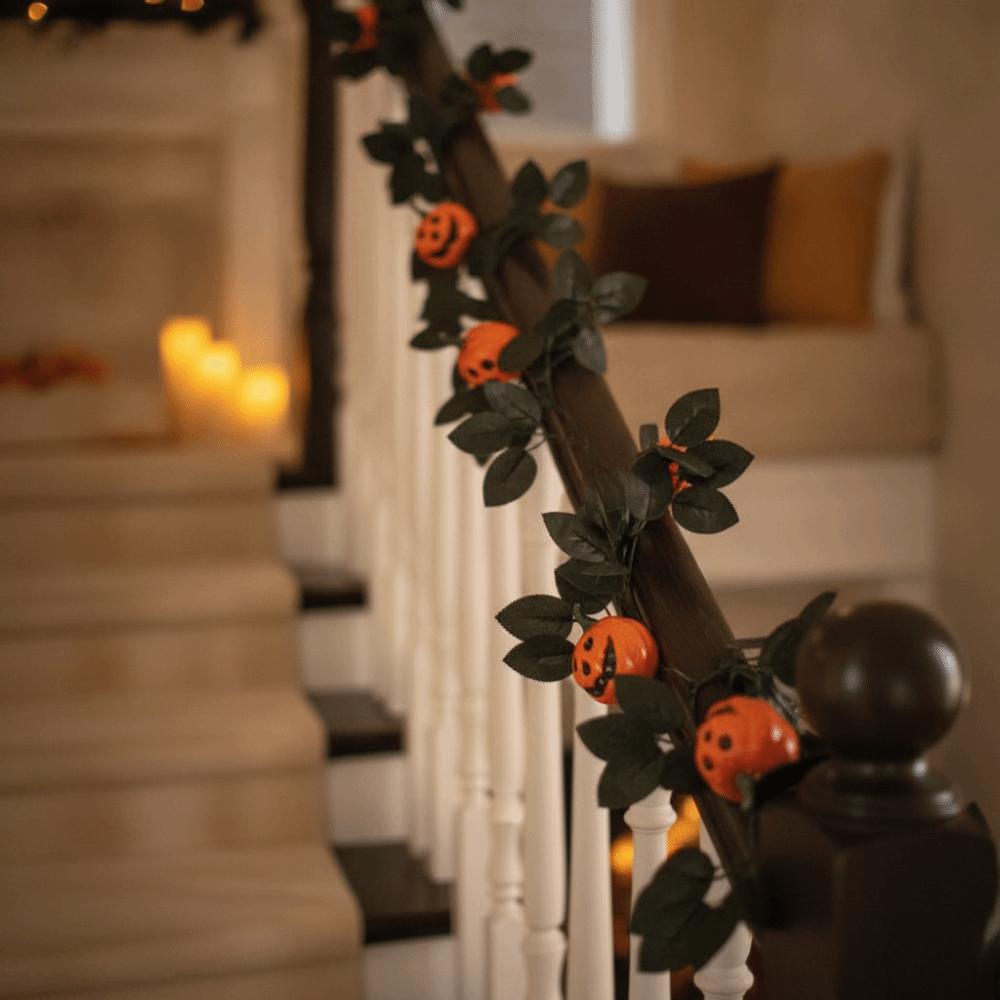 Reusable Artificial Black Rose Vine Flexible Spooky Gothic Wreath Staircase Handrail
