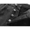 Men's Black Washed Distressed Straight Leg Jeans, Ripped Patchwork Denim Pants
