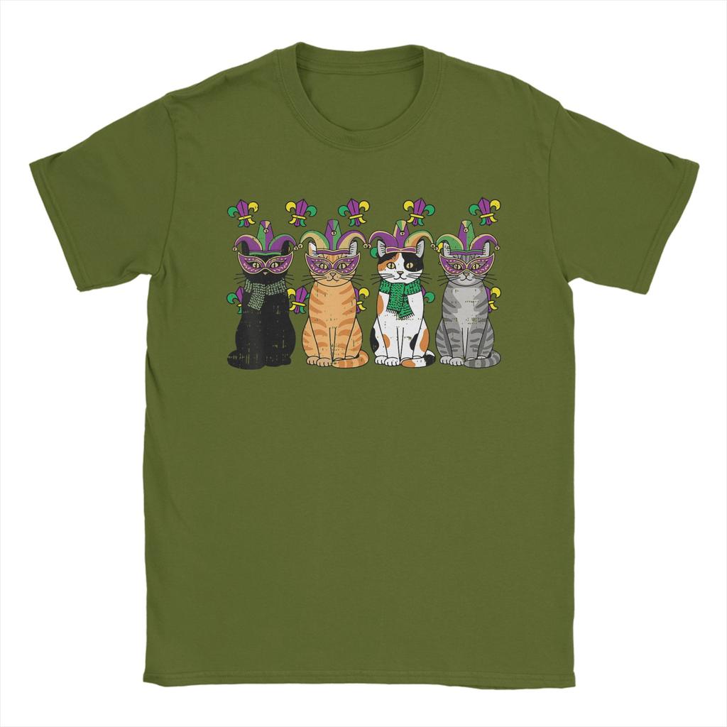 Mardi Gras Cats Fat Tuesday Carnival Kitten T Shirt Beach Harajuku T Shirts Unisex Cotton ONeck Oversized Tees Short Sleeves Tops
