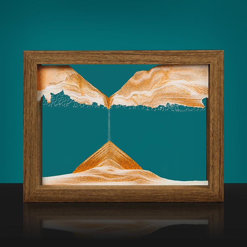 Creative Flowing Sand Paint Wooden Frame Hourglass Decorative Decoration Decoration Home Desktop Flowing Sand Paint Decoration