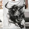Pc Black Bull Print Flannel Blanket Heavyweight Gsm Spanish Bullfight Design Black White Bull Logo Soft Polyester Fabr