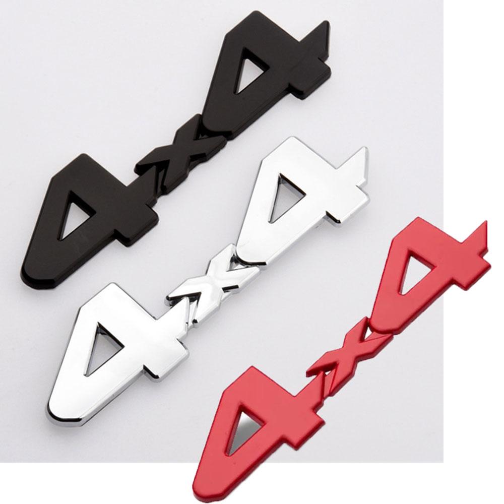 3D Metallbuchstaben 4x4 Emblem Schwarz Silber Rote Buchstaben Logo Auto Heckklappenaufkleber 4X4 Abzeichen Zubehör