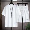 Waflowy Zestaw Męski Krótkorękawy Letni Casualowy Sportowy Bluza z Okrągłym Dekoltem Męski T-shirt Szorty Zestawy Dwuczęściowe Męski