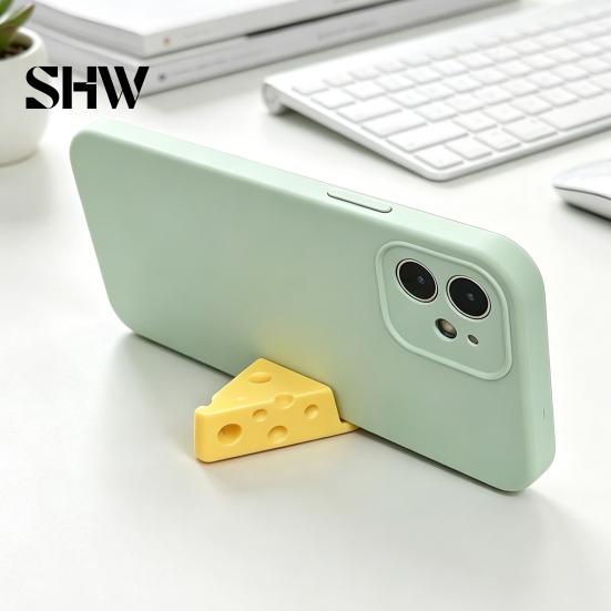 Stable Phone Cradle 3D Printed Cheese Holder, Cute Mini Mount with Hard Material Holder Keychain Ring, Lightweight Portable Desktop Stand for