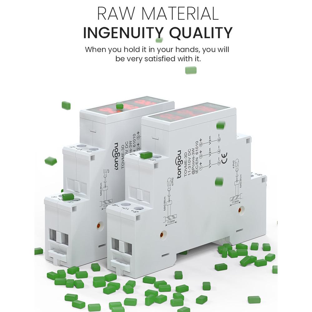 Kompaktes Gleichspannungsmessgerät DC11V 310V Intelligentes LED Digitalanzeige Voltmeter Schienenmontage Spannungsdetektor