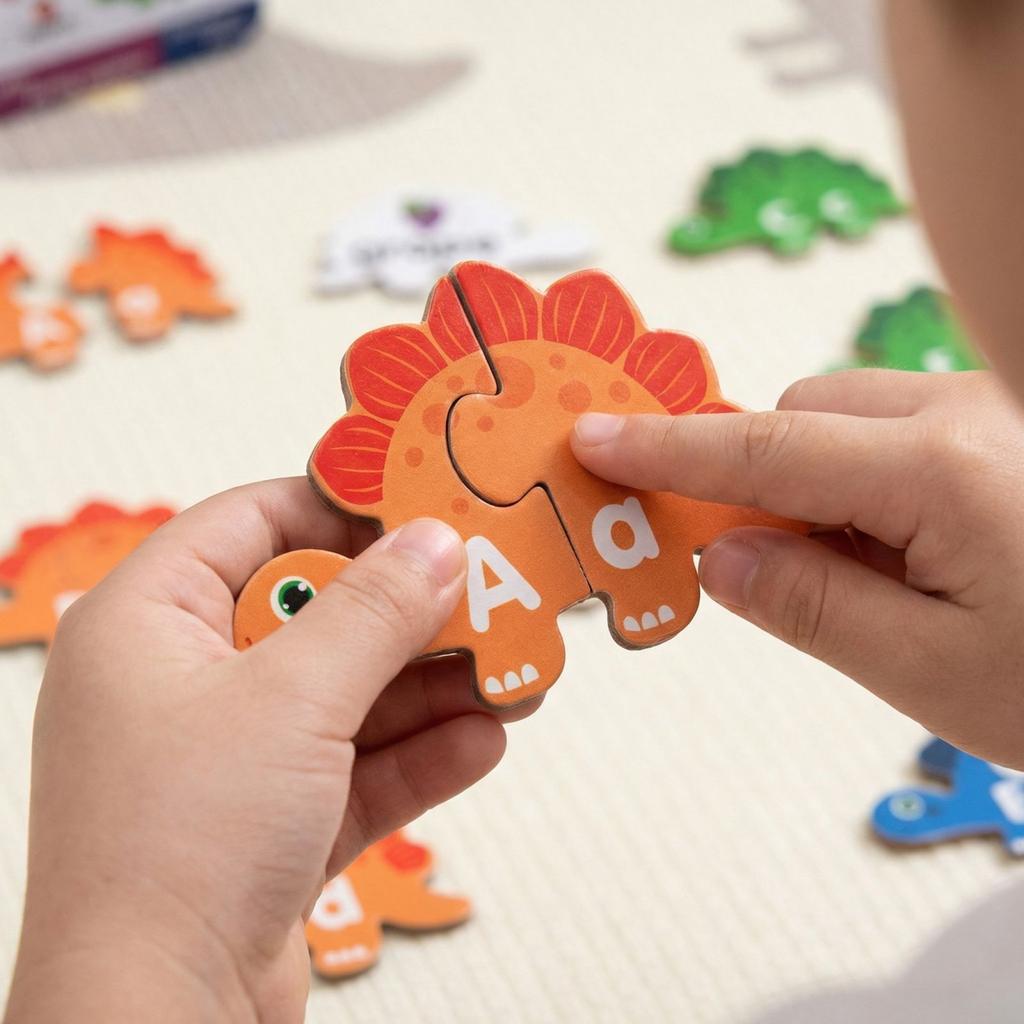 Dinosaur Letter Matching Puzzle, Children's Puzzle Toy For Recognizing And Spelling Words Of Different Sizes Of Letters