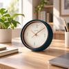 Round Analog Tabletop Clock Quiet 8Inch Desk EasytoRead Timepiece for Living Room,