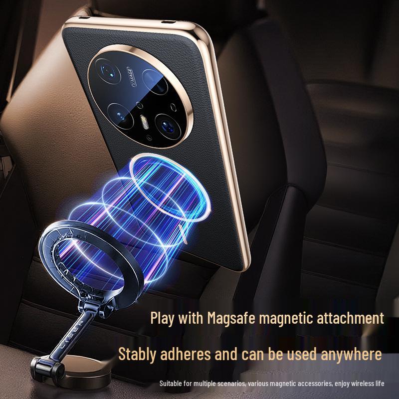 Huawei Mate70air Phone Case with Lens Film, SUP-AL90: Trendy Leather Texture, Full Coverage Lens, Magnetic Suction
