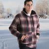 Warm Thick Fleece Plaid Shirt Jacket for Men Winter Sherpa Lined Hoodie Flannel Shirts Coat with Pockets Men's Windproof Zip Up Jackets with Hood