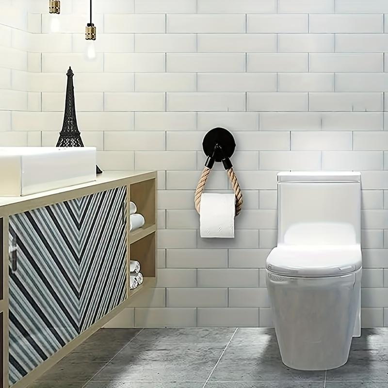 1pc Hemp Rope Self-Adhesive Wall Mounted Toilet Paper Holder - Towel Storage Rack for Home Use