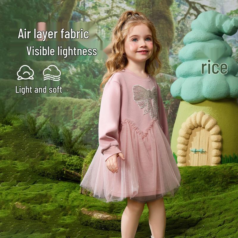 ASK JUNIOR Girls  Long Sleeve Mesh Princess Dress 90