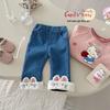 Korean Baby Girls' Fleece-Lined Jeans (0-5 Years) - Trendy Winter Pants AK518
