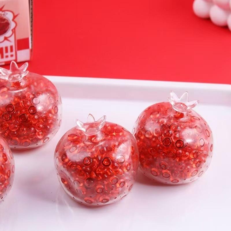 Squeeze Pomegranate Ball with Beads for Stress Relief Squeeze Fruit Toy Funny Sensory Toy For Kid Adult Men Women