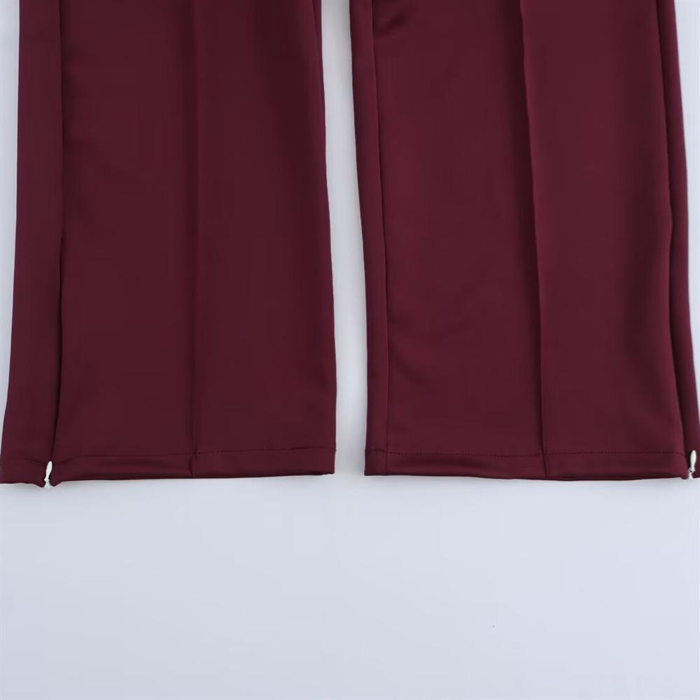2025 Spring Women's Color Block Embroidery Jacket and Straight-Leg Pants Set
