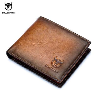 Portafoglio da uomo in vera pelle con protezione RFID Portafoglio sottile con doppia piega Porta carte multi-carta