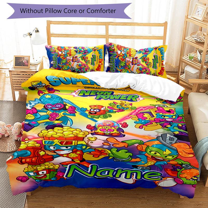 3pcs Custom Name SuperZings Bedding Set Duvet Cover Closure Includes 1 Duvet Cover & 2 Pillowcases for All Seasons Bedroom Decor