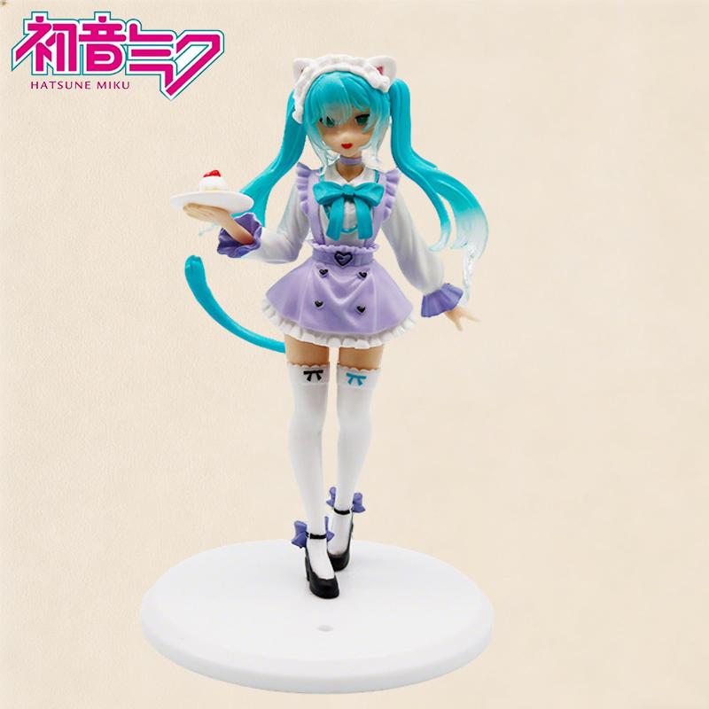 New In Stock Hatsune Miku Cat Ear Maid Collectible Anime Action Kwaii Miku Figures Model Toys Christmas Gifts