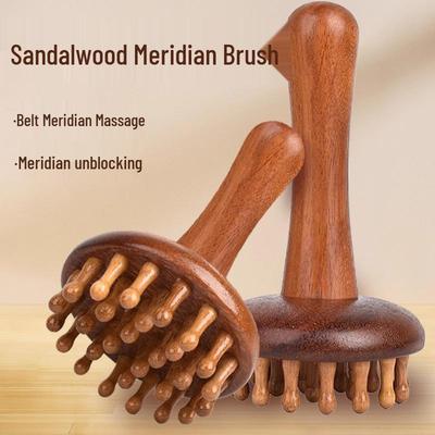 Escova e Pente Meridianos de Sândalo para Massagem e Dragagem de Corpo Inteiro