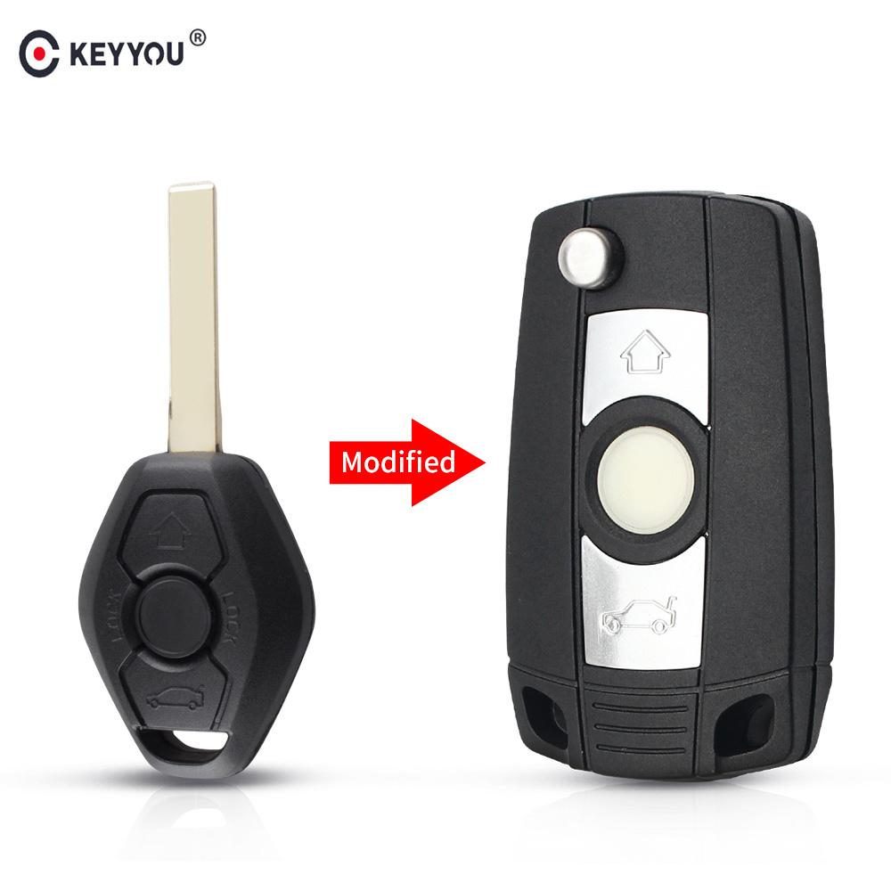 KEYYOU 3 Buttons Modified Flip Remote Key Shell Case For BMW 1 3 5 6 7 Series E53 E81 E63 E64 E38 E83 E36 X3 X5 Z3 Z4 HU92 Blade