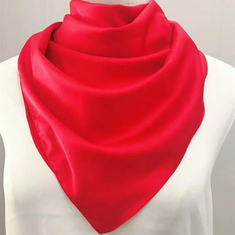 70*70cm Bandana Head Scarf For Women Silk Satin Hair Scarfs Female Cute Handkerchief Neck Scarves For Ladies Green Black White