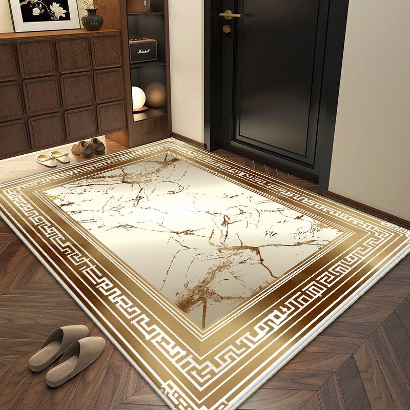 Modern Home Decoration Luxury Entrance Door Mat Gold Senior Carpet for Living Room Non-slip Soft Office Dining Room Decor Rug