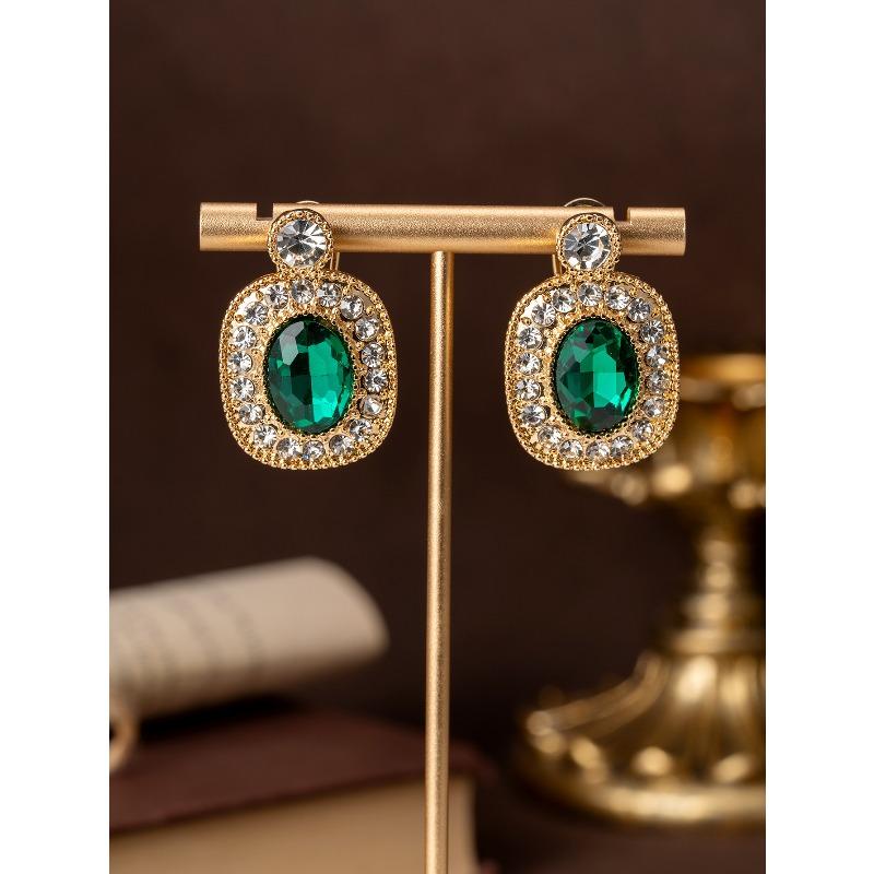 Средневековые винтажные изумрудные циркониевые пусеты ретро высококачественные серьги королевский стиль бриллианты средневековые пусеты женские