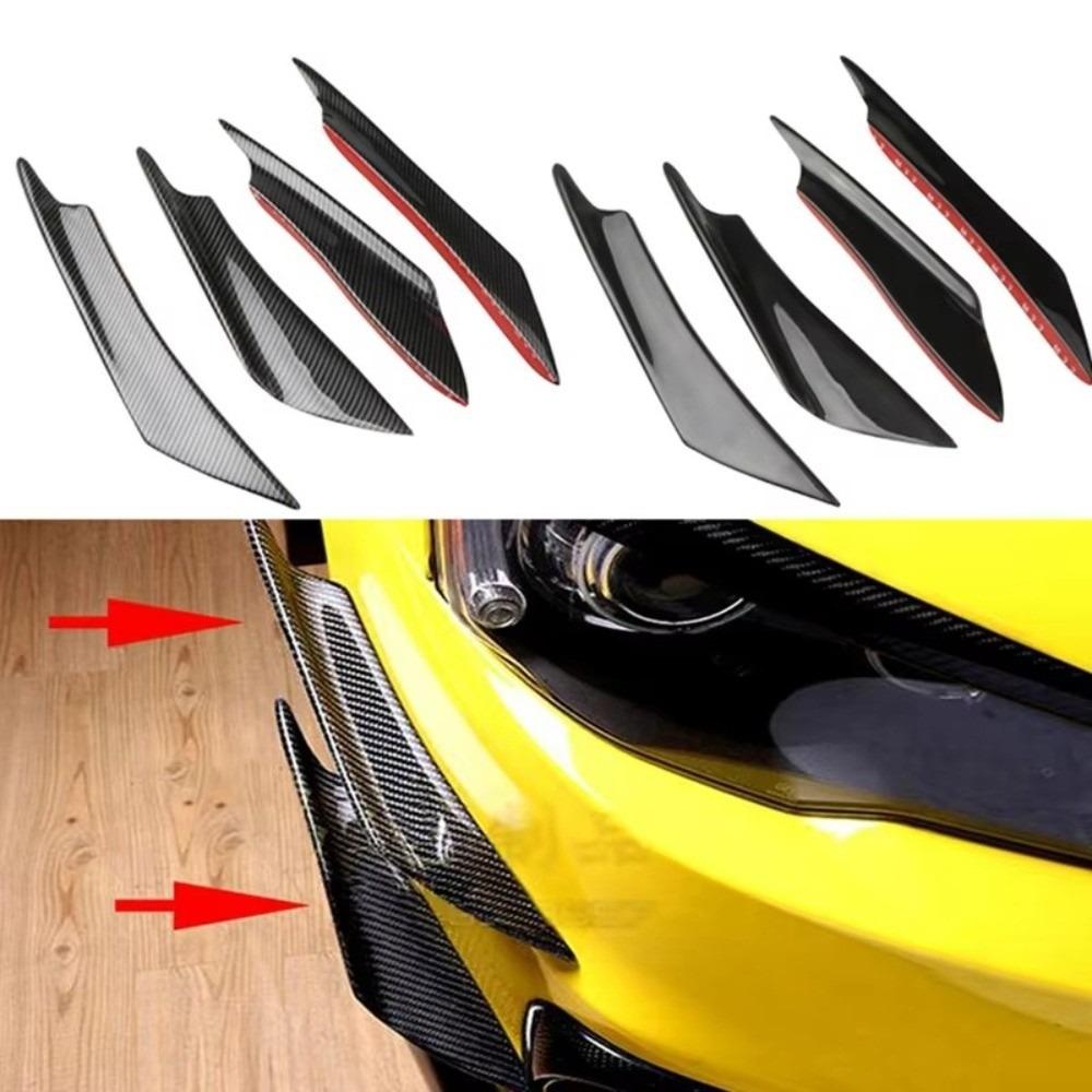 4Pcs Aerodynamic Design EVO Style Wind Splitter Bumper Fins Automotive Protective Trim
