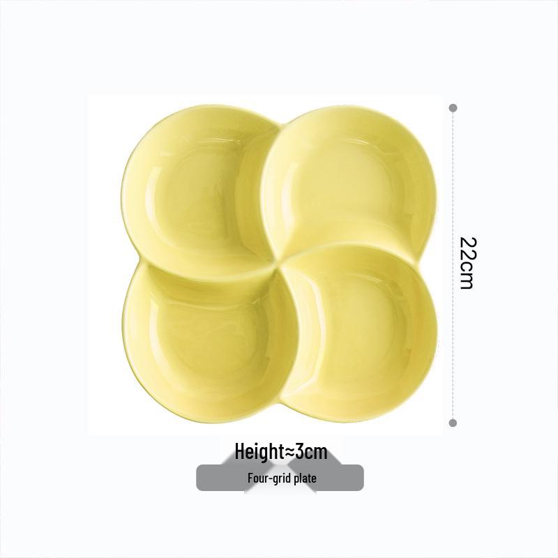 White Ceramic Divided Plate for Home Use - Three & Four Compartments - Creative Fitness Separator Plate