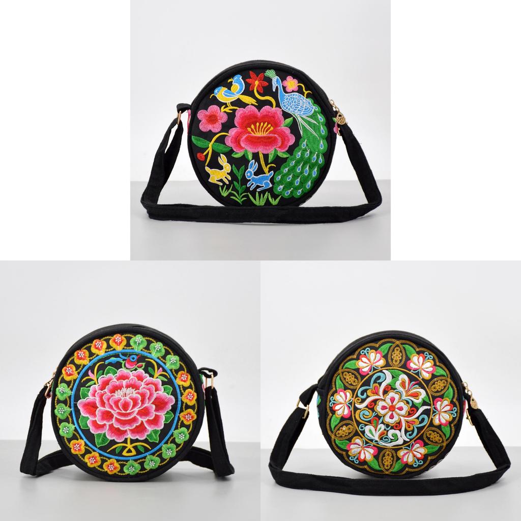 Canvas Ladies Bag With Embroidery For Daily Casual Use