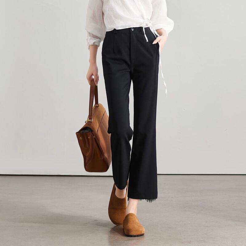 SOFSIL Women s High-Waist Black Flared Cropped Pants S
