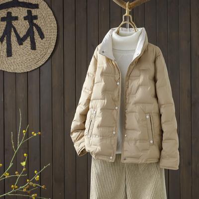 Herbst Winter Frauen Weiße Ente Unten Mantel Lässig Revers Einreiher Jacke Mode Licht Puffer Parka Outwear