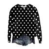 Women's Fashion Round Neck Pullover Top Long Sleeve Tee Printed Sweatshirt