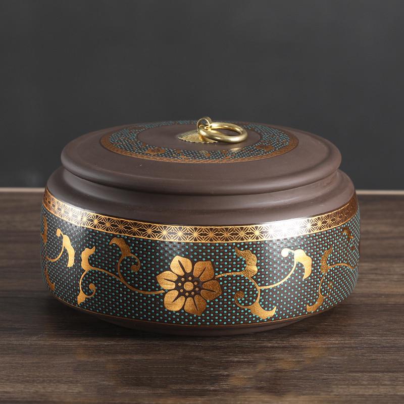 Retro fialový jílový čaj Caddy Domácí kuchyně s víkem Sklenice odolné proti vlhkosti Skladování cukrovinek Hrnec Butik Příslušenství na čajové nádobí Dózy na čaj