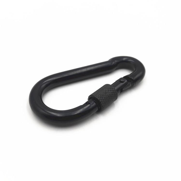 Electrophoretic Black Quick Release High-Strength Safety Carabiner with Spring Hook for Outdoor Use