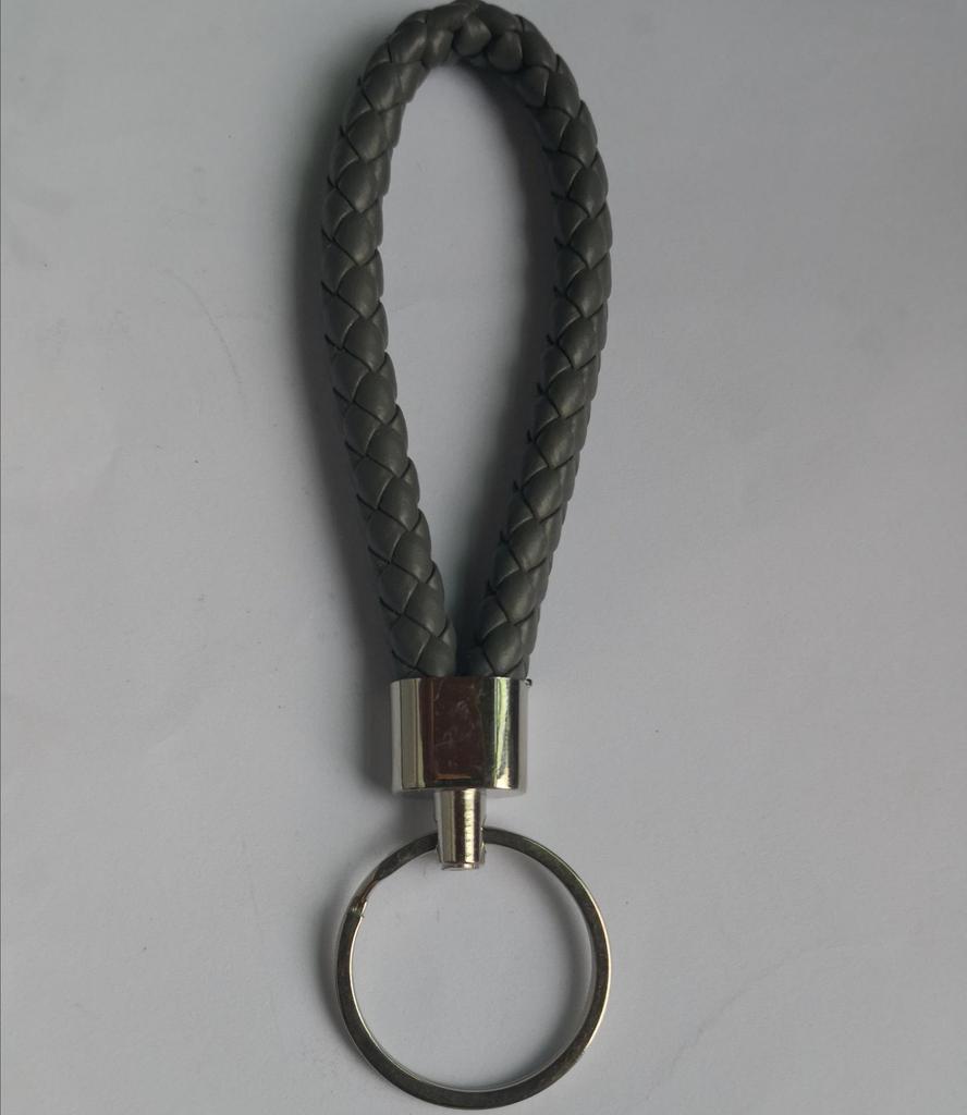 Woven Leather Cord Metal Keychain Pendant