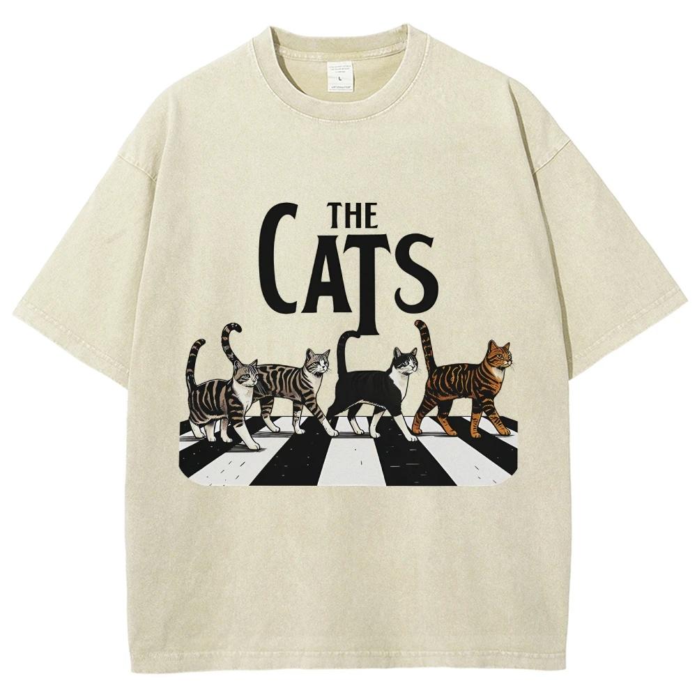 Cat Lovers Sportswear Gym Short Sleeves Y2K Style Top Round Neck Graphic T-Shirts For Women and Men Punk Style Unisex