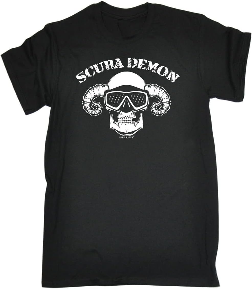 Scuba Demon Open Water Mens T-Shirt tee Birthday Gift Funny Scuba Diver Diving M чёрный