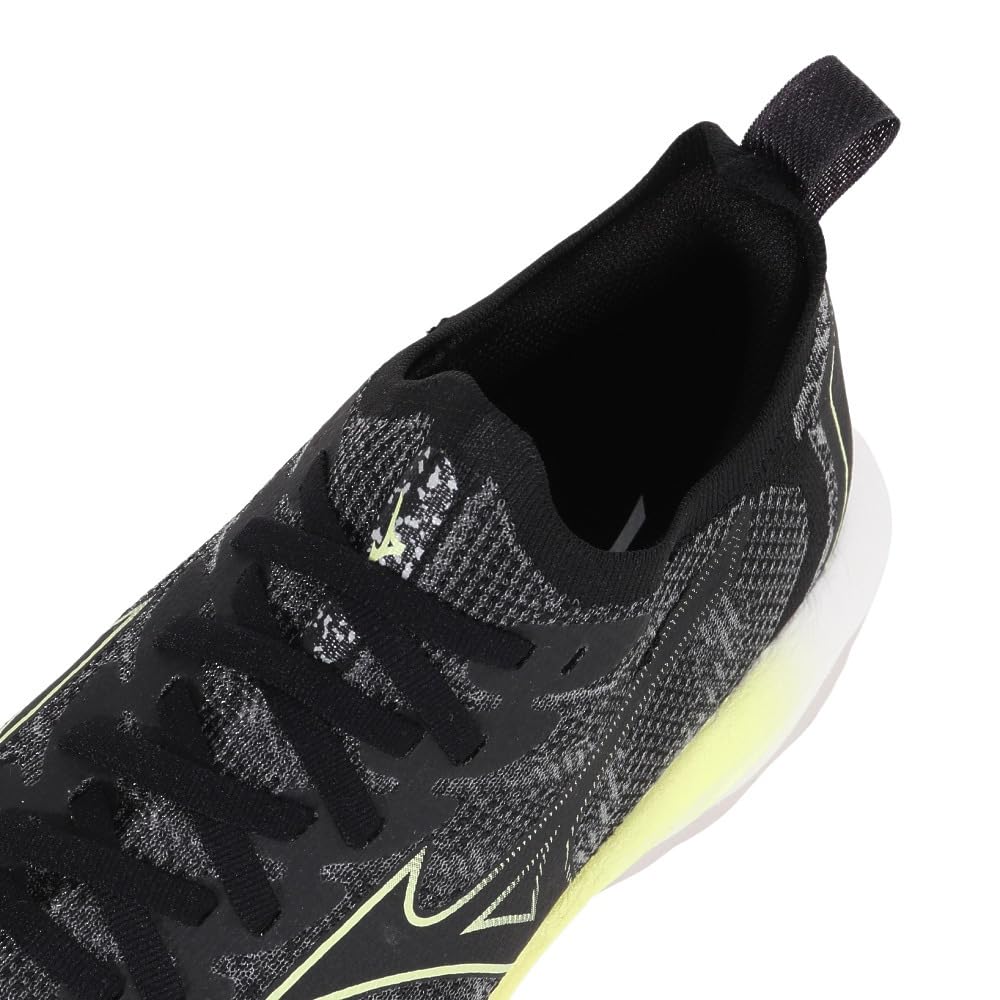 Mizuno Wave Neo Wind Running Shoes, Men's, Lightweight, for Jogging, Marathons, Sports, and Training, Black/Yellow/White, Size 29.0 Cm, 2E