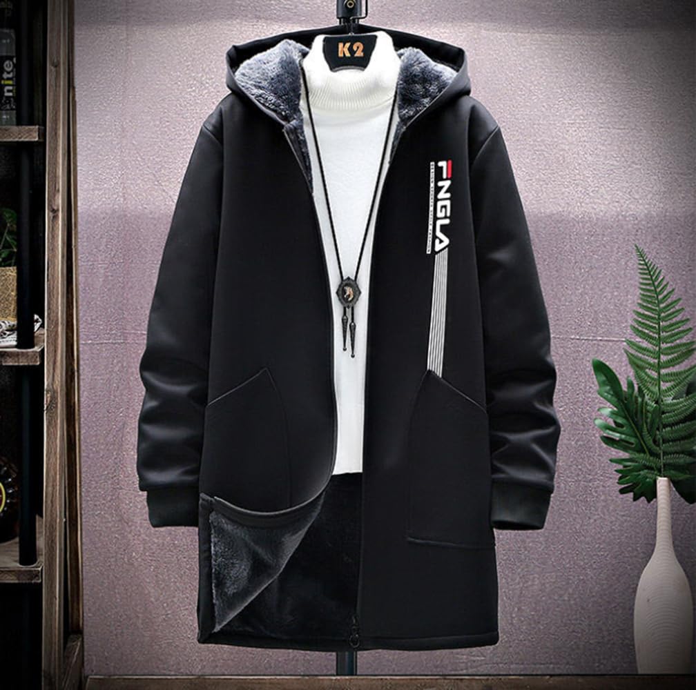 Coat for Long Large Loose Bench Boa Zip Fleece Cold Boa [foveitaa] Men, Autumn/Winter Clothing, Parka, Size, Fit, Coat, Parka, Cardigan, Coat, Up,