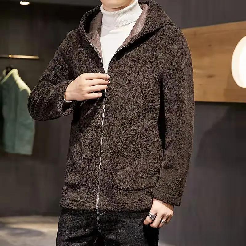 Double-Sided Wearable Fleece Liner Woolen Overcoat Men's Winter Jacket Casual Scene Sheep Fur Integrated Coat Fashionable Outerw