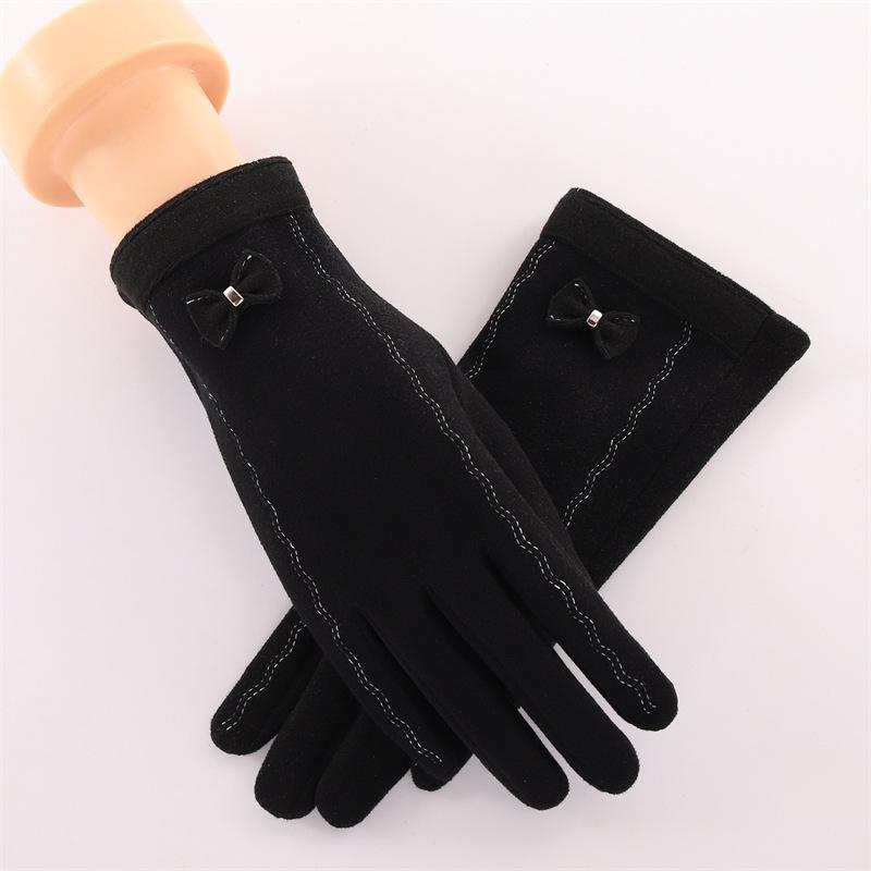 Dames Winter Touchscreen Handschoenen - Warm Fleece-Gevoerd met Strik & Konijnenbont voor Buiten Rijden