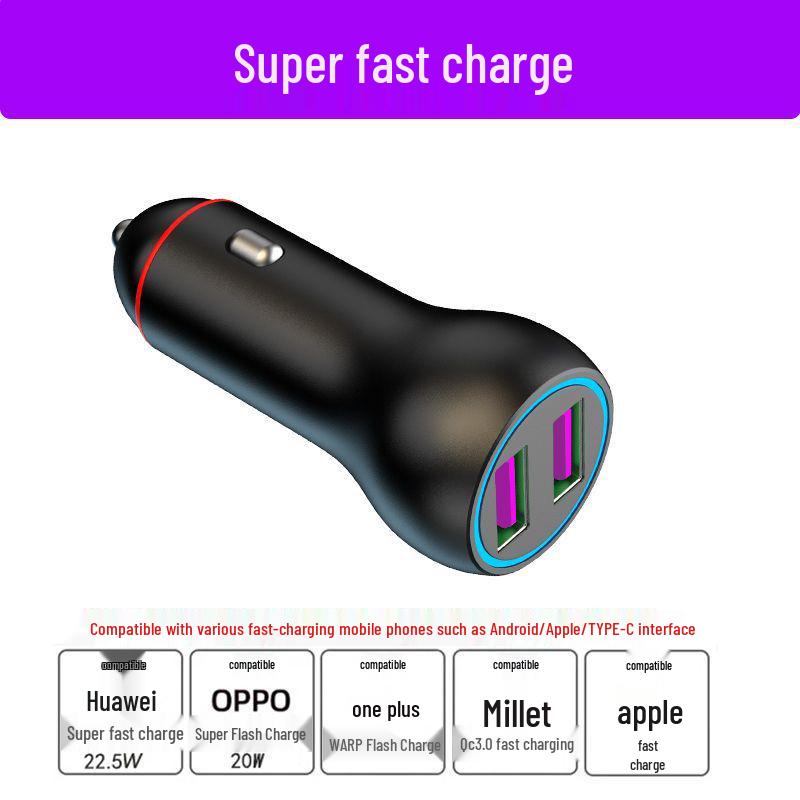 120W Dual Car Charger for Xiaomi and Apple - Super Fast Charging Adapter