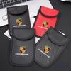 AIHQR1 Car Key Case Signal Blocker Bag Car RFID Shielding Pocket Anti-Theft Pouch For Porsche Panamera Macan Boxster Cayman 911 Sticker