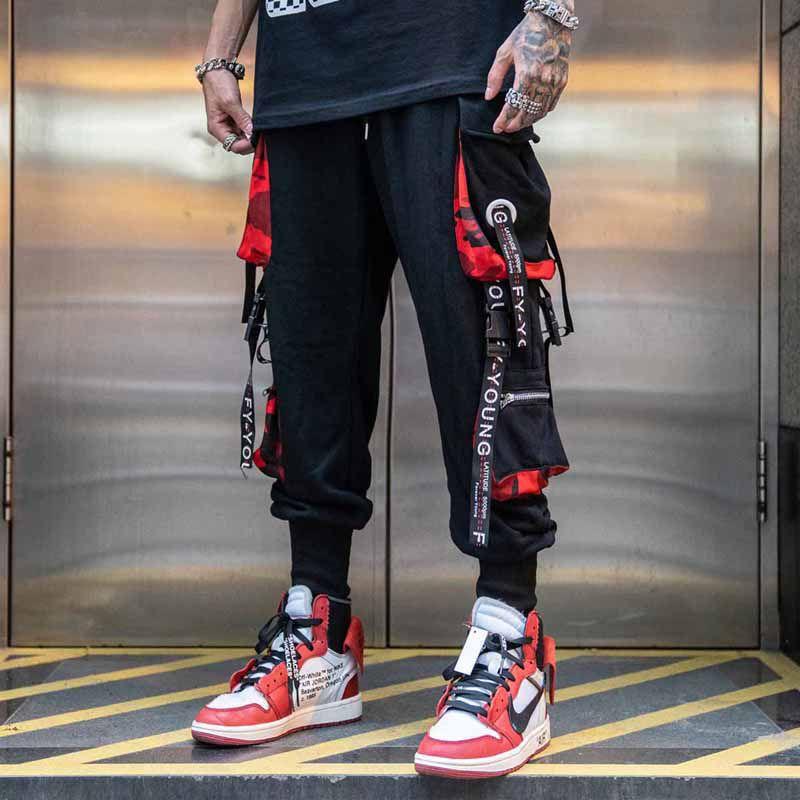 Overalls men's autumn and winter loose trendy brand ruffian handsome ins hip-hop hip-hop wide-leg pants multi-pocket