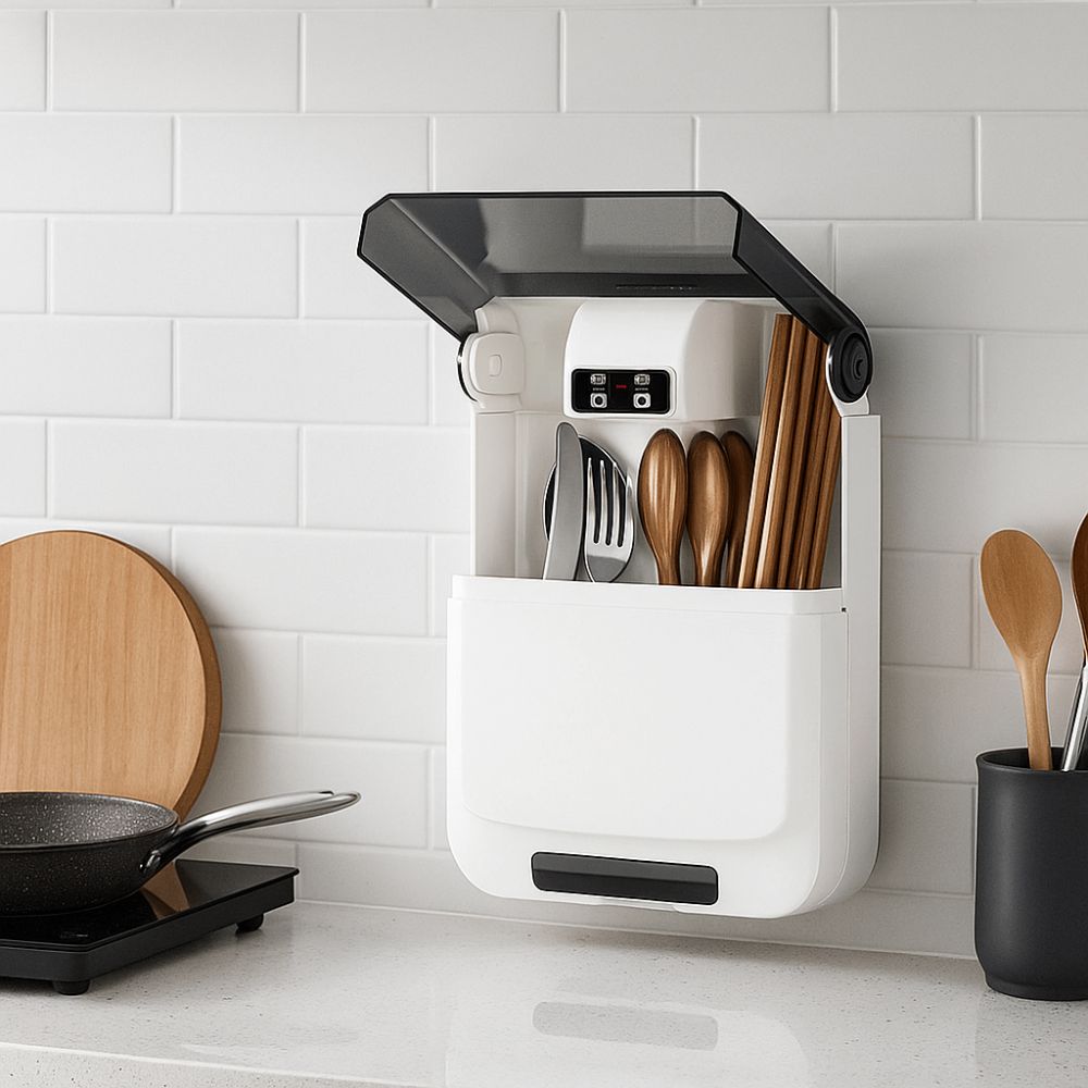 Dustproof Disinfecting Dish Drainer Holder USB Charging Chopsticks Spoon Basket  Restaurant